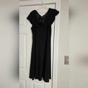 Black beaded cap sleeve dress